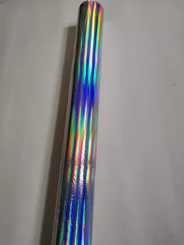 Obyčajný holografické fólie striebornej farbe dúhy svetlo bezšvíkové hot stlačte na papier alebo plast 64 cm x 120m razenie fóliou