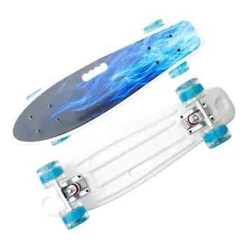 22 Palcov Štyroch kolies Mini Longboard Pastelové Farby, Korčule, skateboard s LED Blikajúce Kolesá Retro Skateboard športy