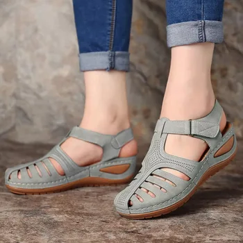 Dámske Sandále Dámske Dievčatá v Lete omfortable Členok Duté Okrúhle Prst Sandále Mäkké Jediným Topánky 2020 Veľké Veľkosti Topánky Sandále