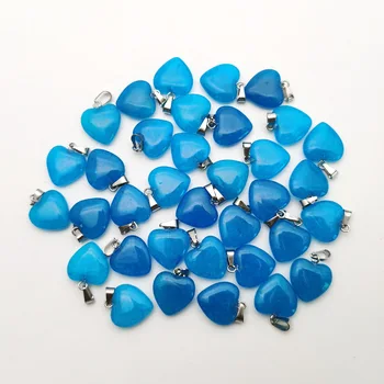 Tajomný modrý prírodný kameň srdca Náhrdelník prívesok na šperky, takže 15MM Kúzlo Módne Doplnky 36PCS Veľkoobchod