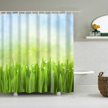 Nepremokavé Zelená Rastlina Sprchový Záves Lesa s Háčikmi Kúpeľňa Závesy Bambusové Jednu tlačovú Vaňa na Kúpanie 180x180cm cortina