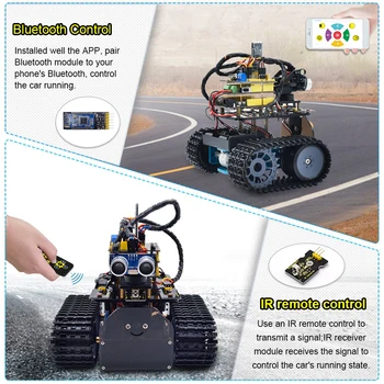 Keyestudio DIY Mini Nádrž Robot V2.0 Smart DIY Robot do Auta pre Arduino Robot KMEŇOVÝCH+ 15Projects /Support IOS a Android APP Control