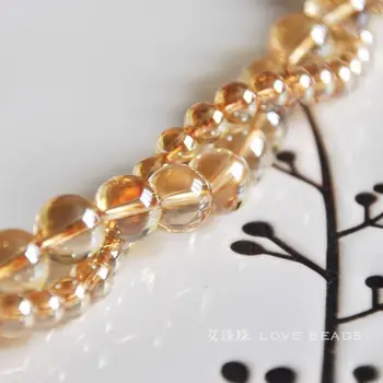 Prírodné zlatá aqua aura quartz 4-12mm kolo voľné korálky šperky čo DIY pre ženy