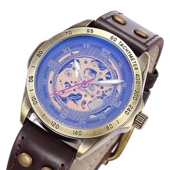 2020 Módne Ročníka, Mechanické náramkové hodinky Mužov Kostra Hodinky SHENHUA Automatickom Vietor Hodinky Mužov relogio masculino