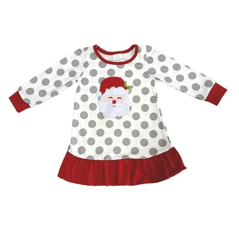 Móda výšivky dievča frock baby girls vianočné dot dress santa vzor a červené prehrabať deti šaty