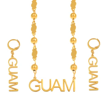 Anniyo Guam Prívesok Korálky, Náhrdelníky, Náušnice, sety pre Ženy, Zlatá Farba Loptu Reťazca Šperky Trendy Ostrovy Strany Darčeky #069321