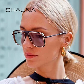 SHAUNA Retro Námestie slnečné Okuliare Ženy Značky Módny Návrhár Gradient Odtiene Mužov UV400