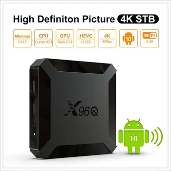 TV Box Android 10 X96Q Allwinner H313 Quad Core 4K 2.4 G Wifi 1 GB 8 GB 2 GB, 16 GB H. 265 Media Player 3D Video TVBOX 2020 Set-Top-Box