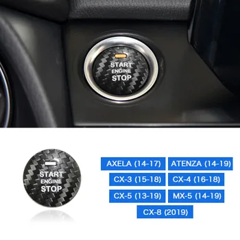 Pre Mazda Axela Atenza CX-8 CX-3 CX-4 CX-5 Carbon Fiber Auto Motor Štart Stop vypínač Tlačidlo Výbava Kryt Nálepky, Nálepky Styling