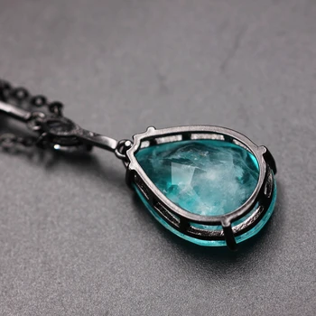 Nové Modré Fusion kameň veľký kvapka vody prívesok náhrdelník špeciálne jedinečný Reťazec Geometrické zirkón Vyhlásenie Náhrdelník pre ženy šperky
