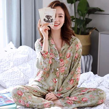 Ženy, Bavlnené Pyžamá 2ks Pijama Nastaviť Salónik Sleepwear Bedgown pre Dámy Pijamas Mujer Domáce Oblečenie PJs Čisté Bavlnené Pyžamá