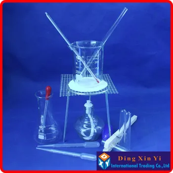 Doc+Statív+Sklo Erlenmeyer Banky+Alkohol lampa+Kmeňových teplomer,atď.(14 kusov tovaru)chemický experiment zariadenia