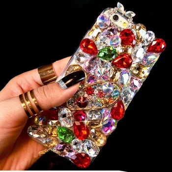 Luxusný 3D Farba Diamond Prípade Drahokamu Bling Kryt Telefónu fundas coque pre iPhone 12 11 Pro Max XS MAX XR X 8/7 Plus 6S/6 Plus