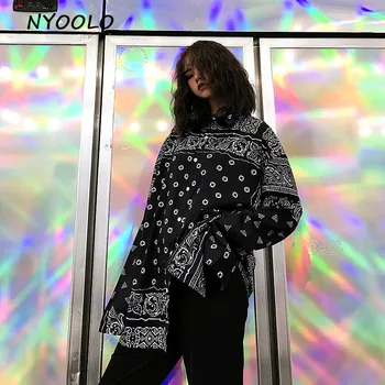 NYOOLO Harajuku štýl streetwear Paisley tlače hip hop tričko Jeseň tričko s dlhým rukávom ženy muži oblečenie top vrchné oblečenie