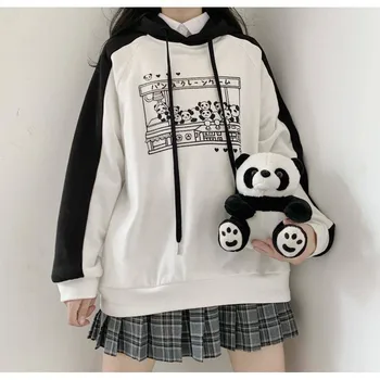 Ženy Hoodies Roztomilá Panda Tlač Jeseň Zima Nadrozmerné Kabát S Kapucňou, Ženy Panda Green Vrchné Oblečenie Mikina Kawaii Japonsko Hoodie