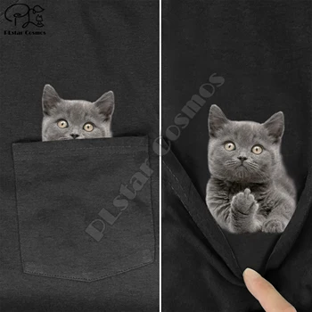 BSCatMiddleHand Vo Vrecku T Shirt Psa Milovníkov Čierna Bavlna Mužov Vyrobené v USA Cartoon t shirt mužov Unisex Nové Módne tričko