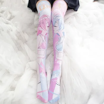 Ženy Dievča Re:Nula Rem Ram Lolita Osadenie Stehná Vysoké Ponožky Tanec Cosplay Japonské Anime Nad Podkolienky Plus Veľkosť