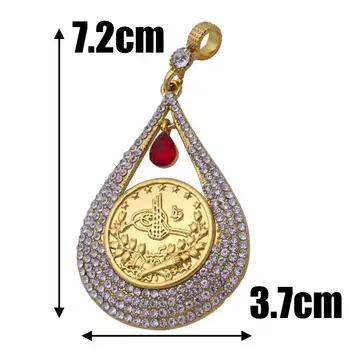 ZKD islam moslimských Turkov Prívesok Náhrdelník Arabských Mincí Zlatá Farba Turecko Mince, Šperky