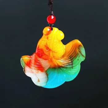 Prirodzené Farby Jade Rybka Prívesok Čínsky Náhrdelník Ručne Vyrezávané Pôvab Šperkov, Módnych Doplnkov Amulet pre Mužov, Ženy, Darčeky