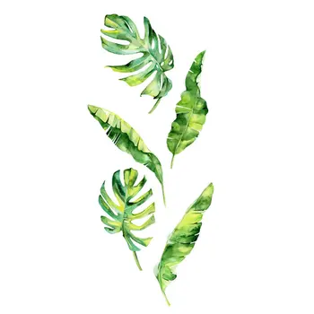 Tropická rastlina listy 3D Samolepky na Stenu pre Obývacia izba Gauč TV joj, dekorácie, Nástenné Art Obtlačky domova zelená nálepka