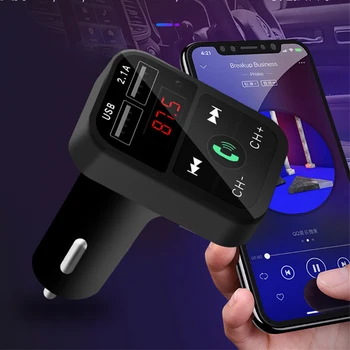 Nové Auto Bluetooth 5.0 FM Bezdrôtové Handsfree, Audio Prijímač Auto MP3 Prehrávač 5V 3.1/1A Dual USB Rýchlo Nabíjačka,