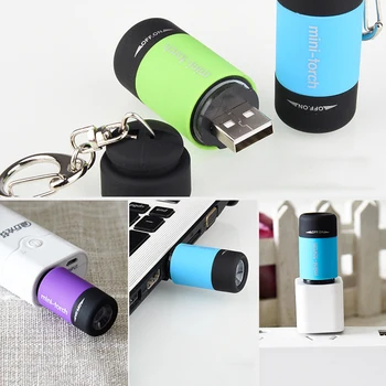 Mini Baterky, Led Osvetlenie, Usb Nabíjanie 5W 25lumen Prenosné Led Baterka USB Nabíjateľné Keychain Žltá Svietidla Camping Lampa