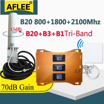 Mobil 4G Signálu Repeater LTE B20 800 1800 2100 Tri-Band 4G Celulárnej Zosilňovač 2G3G4G Údaje Mobilný Signál Booster LTE UMTS LTE