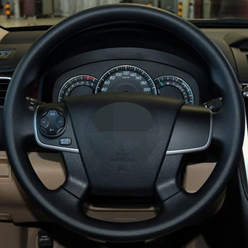 Auto Volant, Kryt DIY Ručne šité Čierne Originálne Kožené Pre Toyota Camry 2012 2013