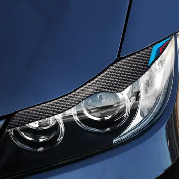 Carbon Fiber Svetlomety Obočie, očné Viečka Auto Samolepky Pre BMW 3 E90 rad 2005-2012 Predných Svetlometov Obočie Príslušenstvo
