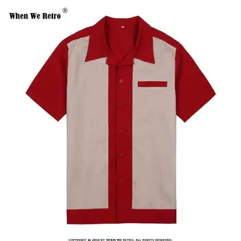 Keď Sme Retro Mužov Bowling Tričko ST111 Krátky Rukáv Biela Červená Modrá Polovici Storočia, Inšpirovaný Retro Tričko Mužov camisa masculina