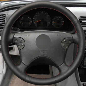 Ručne šité Čiernej Umelej Kože Volante Vozidla Kryt pre Mercedes-Benz W210 E-Class E320 2000 2001 2002