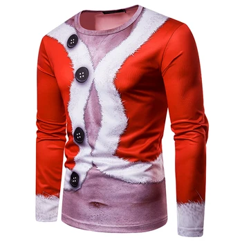 Škaredé Falošné Vesta T Shirt Mužov 2018 Módne 3D Vianočné TShirts Hip Hop Long Sleeve Tee Tričko Homme Slim Fit Cosplay Muž T-shirts