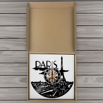 Paríž Dekor Veža Siluetu Paríž Hodiny Francúzsky Panoráma Skyline Stenu Decor Vyrobené Z Vinyl Hodiny Darček