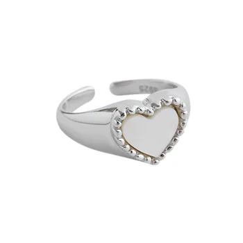 Kinel Skutočné 18K Zlata 925 Sterling Silver Stohovateľné Krúžok Srdce Shell Prstene pre Ženy, Svadobné Bague Výročie Šperky Bijoux