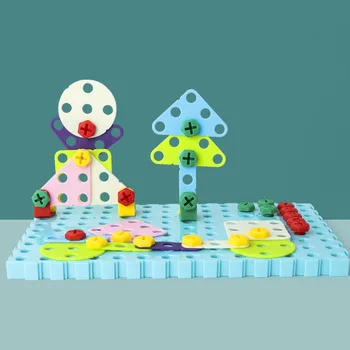 Deti Hračky Vŕtať Puzzle Vzdelávacie Hračky DIY Skrutku Skupiny Hračky KidsTool Auta Plastové Chlapec Obrazová Mozaika Dizajn Budovy Hračka