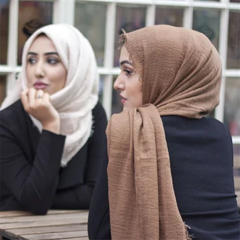 2020 Módne Ženy Crinkle Hidžáb Šatku Mäkké Pevné Bavlnené Šatky Šály a Zábaly Islam foulard femme Moslimských Hlavy Šatky
