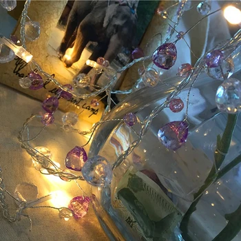 1,5 M 10LED Víla Crystal Perličiek String Svetlo Vianočný Stromček Garland Batérie Dekoratívne Dovolenku Svadobné Party Domáce Dekorácie Led