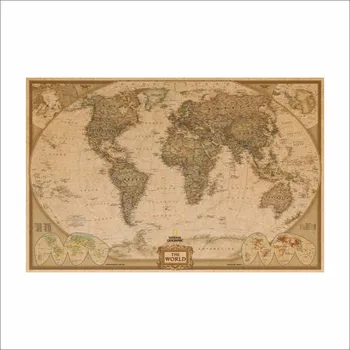 Mapa sveta Kraft Papier Vintage Retro Plagátu na Stenu-Nálepky pre deti izba Zábavné úrad, Shop, Dekorácie, Nálepky Ozdobu(47*72 cm)