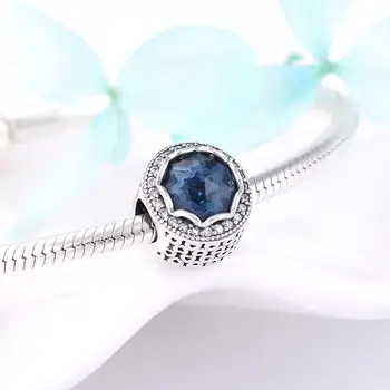 Autentické 925 Sterling Silver Snowflake Modrá CZ Korálky Fit Pôvodné Európske Kúzlo Náramok Jemné Šperky, Takže 2021