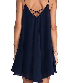 Sexy Modré Šaty Nový Príchod Ženy, Letná Mini Šaty Módneho V Krku Bez Rukávov Strappy Šifón Bežné Šaty Veľkosť 6-20