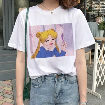 Nový Príchod Základné Sailor Moon Anime Tlač Žena Tričko Japonský Oblečenie Harajuku Kawaii Topy Letné T-shirt dámske Tričko