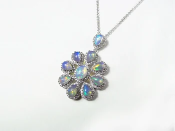 ZHHIRY Prírodné Fre Opal Náhrdelník Genuine Gem Farba Kameňa 925 Sterling Silver Ženy Fantastické Šperky