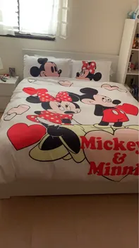 Mickey Mouse Posteľná Bielizeň Nastaviť Kráľovná King Size Posteľ Nastaviť Deti, Chlapec A Dievča Mickey Minnie Perinu Vankúš Cumlík Posteľná Bielizeň Sady