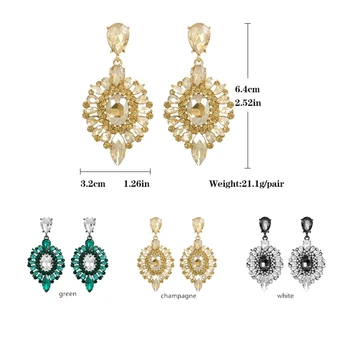 Veyofun Luxusné Crystal Drop Náušnice Klasickej Geometrie 3 Farby Visieť Náušnice pre Ženy Módne Šperky Darček Nové