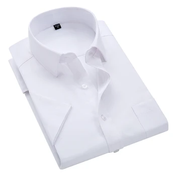 Biele Košele Mužov Business Bežné Krátke Rukáv tričko Mužov Ázijské veľkosť Slim Fit Formálne tričko pánske letné tričko tlačidlo hore tričko