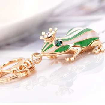 Móda Držiteľ Vozidla Kabelka Green Elegantný Frog Prince Šperky Keyring Keychain Prívesok Prívesok