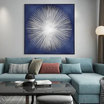 Geometrické abstraktné plátno olejomaľba námornícka modrá textúra wall art bilder pre obývacia izba ručne maľované umelecké domov cuadro decoracion