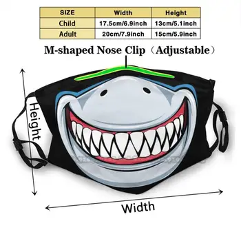 Masku Na Tvár Shark Tvár Opakovane Úst Tvár Masku Proti Oparu Prachotesný Masky S Filtrami Pre Dieťa Dospelých Shark (Žralok Skus Zuby