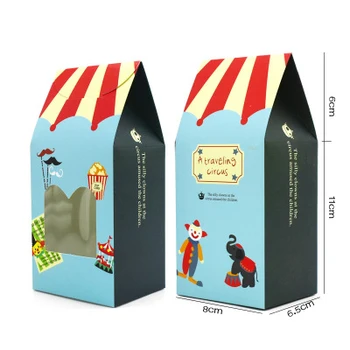 10pcs Circus v Londýne tému candy box s oknom deti narodeninovej party dodáva ručné sušienky package taška deti darčekový balíček box