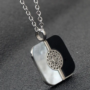 Čierny a Biely Štvorec prívesok 316L Nerezovej Ocele Shell Šperky, módne náhrdelníky pre ženy